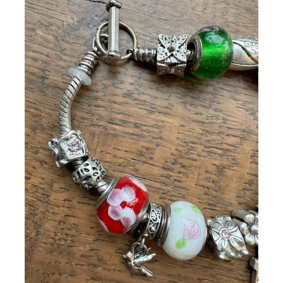 Willabee & Ward May Toggle Charm Bracelet Flower Bird Butterfly Silver Tone - Picture 4 of 5